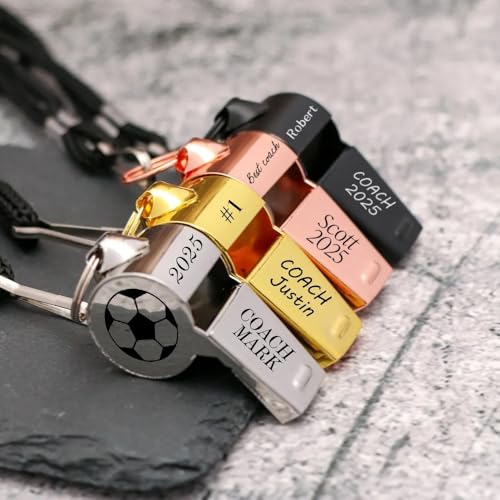 Silbato deportivo personalizado oro con cordón miniatura 1