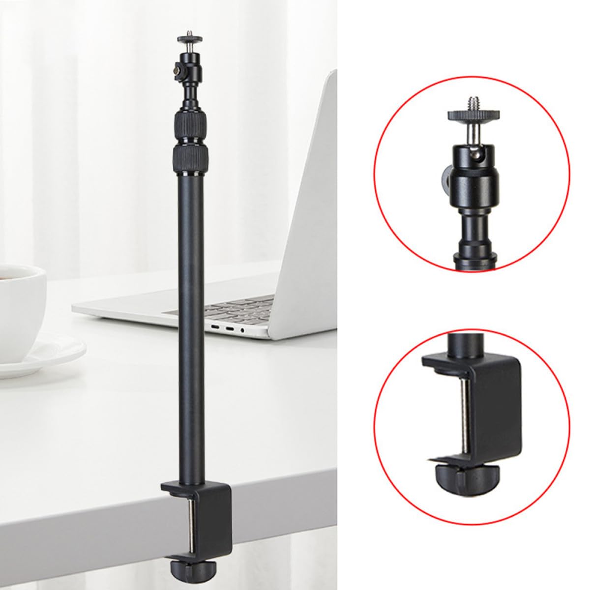 Verstellbare Kamerahalterung für Tisch mit 1/4 Zoll Schraube Schwarz