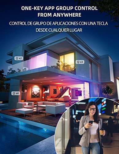 Image of Smart WiFi LED Light Bulbs, Compatible with Alexa and Google Home Assistant, Music Sync Multi Color Changing Bulb, A19 E26 10W 900LM (80W Equivalent), 8-Pack,White,MKA19