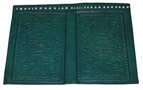 Treasures Of Morocco Handmade Moroccan By-fold Leather Wallet Large Vintage Exquisite Handy Green2
