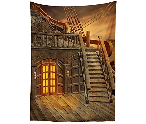 Corfoto N2-TRAVEL-40-69 Fabric 6X9Ft Sailing Backdrop Theme Photography Pirate Ship Deck Attic Stairs Background thumb #5