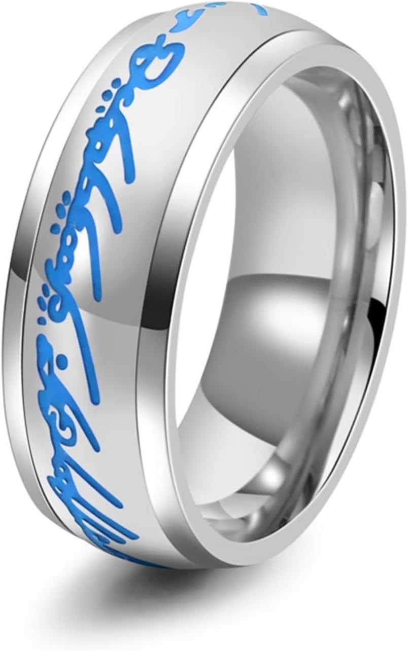 8mm Glowing in The Dark The Lord of The Rings Ring for Men and Women Aurora Spinner Fidgety Anxiety Magic Ring Glow Ring Luminous Worry Anxious Rings,Size6-12