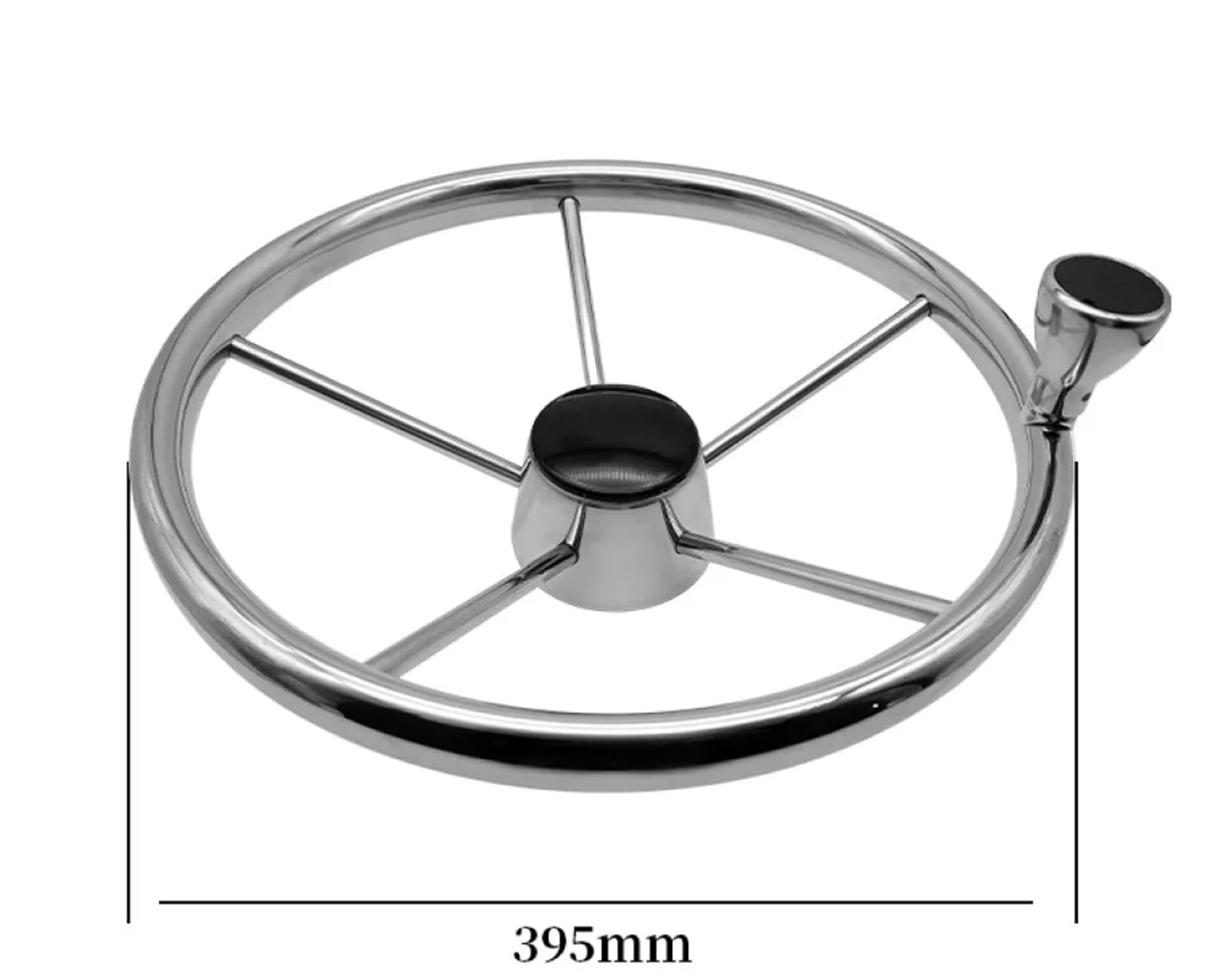 Steuerrad für Schiffe 5 Speichen 15 Zoll Marine Edelstahl Lenkrad Boot Yacht mit Bedienknopf Zubehör für Boote