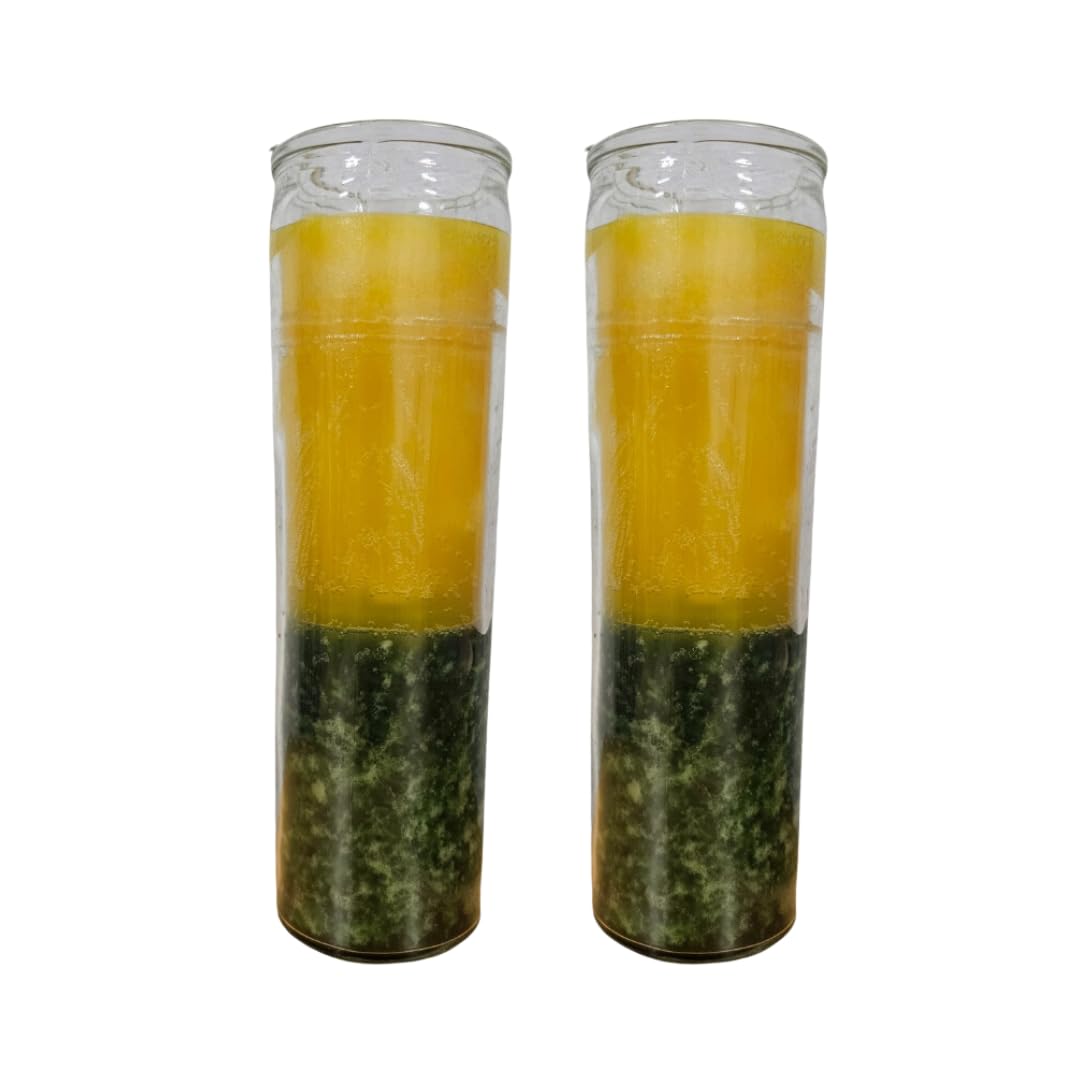 Generic Plain Yellow and Green Glass Candle 2 Pack