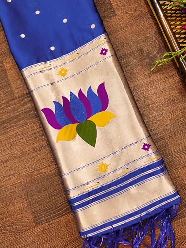DEVANGI Women's Woven Banarasi Silk Dupatta/Chunni For Women, Floral Print 1 Meter Wide and 2.3 Meter Length Printed Designer Dupatta/Chunni For Girls(OM-DT-67-ROYALBLUE) - Image 2 thumbnail