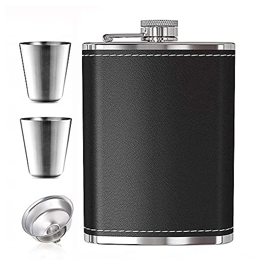 Petacas de Alcohol 8 oz con 2 Tazas y Embudo Petaca de acero inoxidable para whisky 240ml