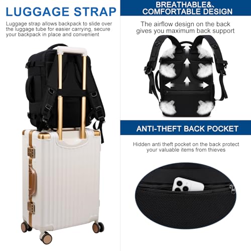 ENZOSUM Ryanair Handgepäck 40x30x20, Handgepäck Rucksack 40x30x20 für Eurowings 24L Klein Reiserucksack Handgepäck Tasche Laptop Rucksack für Herren Damen,Schwarz 6