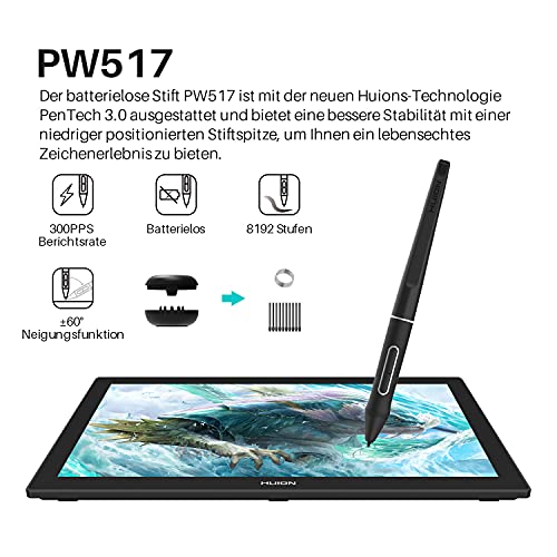 Grafiktablett Huion Kamvas Pro 24 mit 4K UHD Display und 23,8 Zoll