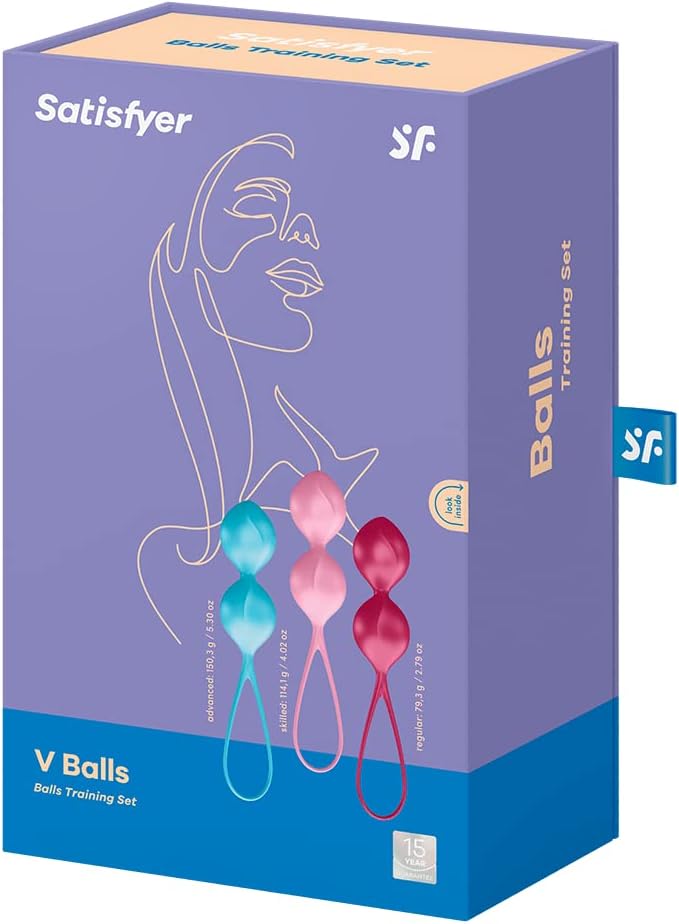 Satisfyer V Balls - Kegel Ball Exercise Weights, Ben Wa Balls, Pelvic Floor Training, Tightening, Ideal for Beginners, 3-Piece Set (2.79-5.30 oz.)