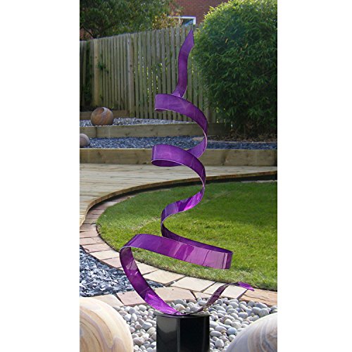 Statements2000 Modern Metal Sculpture Indoor Outdoor Decor By Jon Allen, Purple Twist With Black Base #TOP7