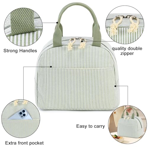 image for Bluboon Lunch Bag for Women Men Cute Corduroy Lunch Tote Bags Reusable