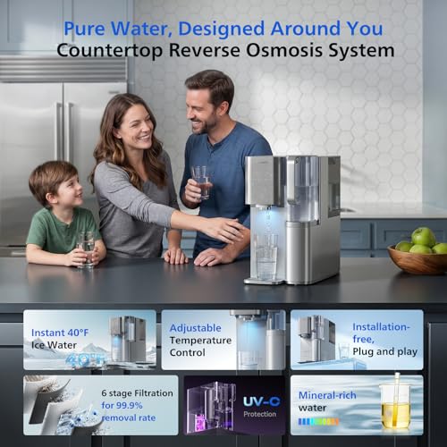 Image of PHILIPS Reverse Osmosis Water Filter Countertop ADD6928DG /37(Cold&Hot), 6-Stage Mineralization Filtration System with Aquaporin Tech, Large Capacity for Family, 6L Tank,1.8L Jug, Reduce TDS