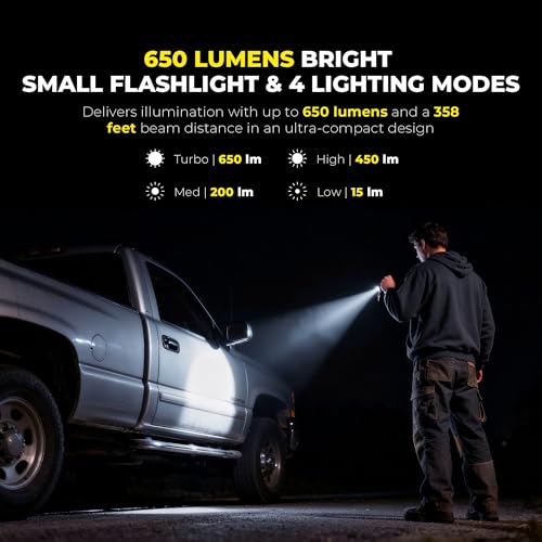 Keychain Flashlight, Bright 650 Lumens USB-C Rechargeable Mini Flashlight, Waterproof Small Pocket Light for Everyday Carry, Camping, Hiking, Emergencies (1, Midnight Black) - Image 4
