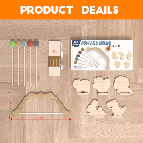 Chinensis Kids Wooden Bow And Arrow Set–Safe Archery Toy thumb #3