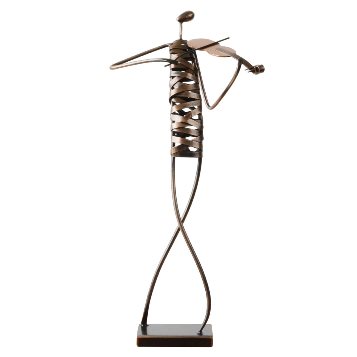 HAUCOZE Violon Figurine Statue Musicien Décoration Moderne Sculpture 46cm | Métal Vintage Musique Ornament Artisanal Tendance Festival Cadeau Maison Arts pour Table Étagère Meuble