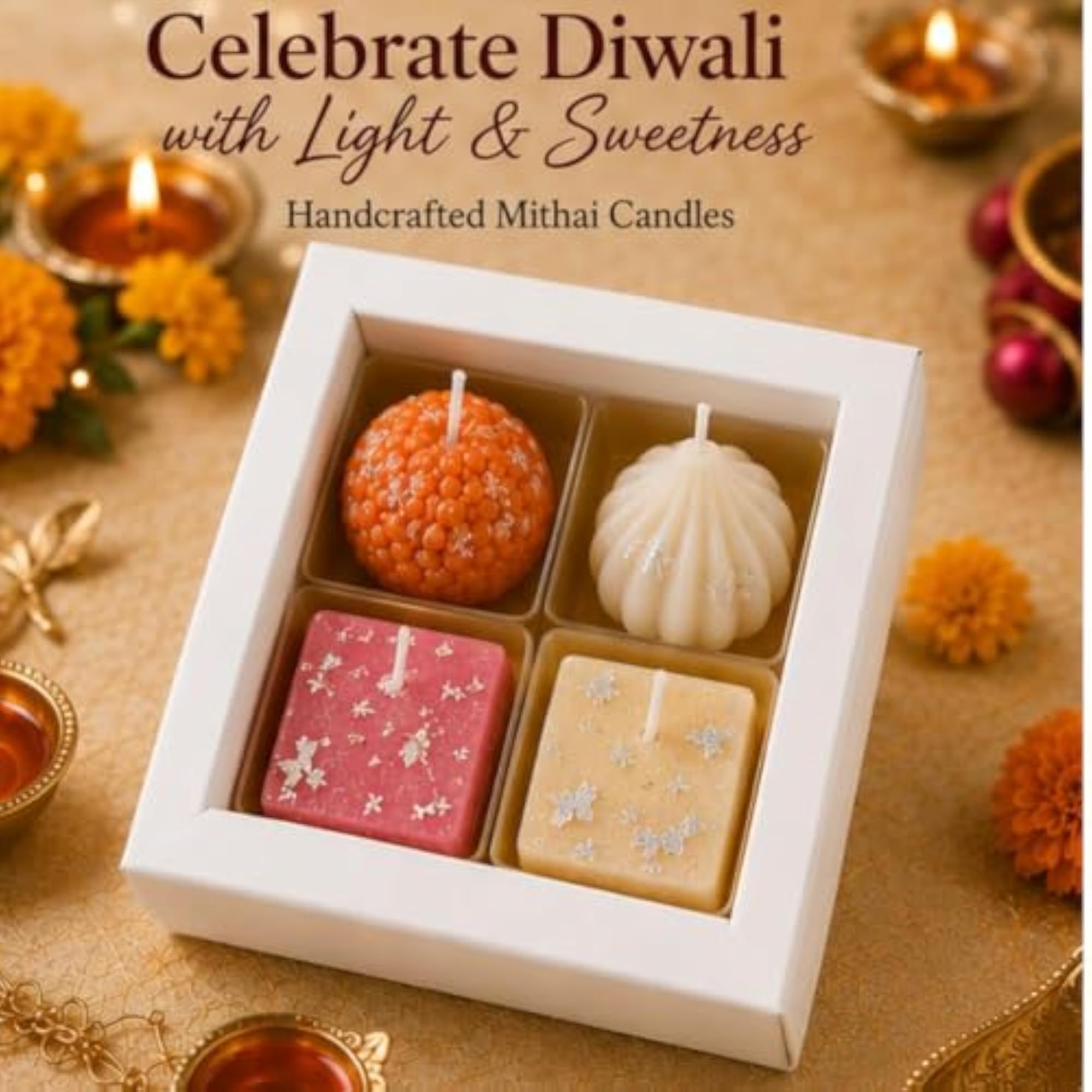 Handcrafted Mithai Shaped Scented Candles Diwali Gift Box