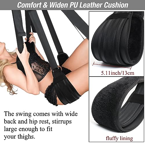 Liebesschaukel Sexschaukel für die Decke mit Ledersitz, Erotiek Zubehör für Paare Sexmöbel Liebesmöbel Bequem Deluxe BDSM Möbel Bondage Fessel Set, Love Swing Sex Spielzeug für Paare