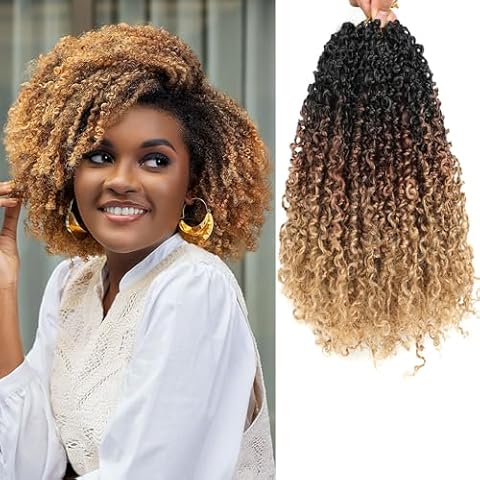 8 Packs Yanky Twist Crochet Hair Pre-Twisted Passion Twist Crochet Hair, Yanky Twist Crochet Braids Spring Twists Hair Bohemian Crochet Braids Curly Braiding Hair for Black Women (1B/30/27#, 10 Inch) Cover