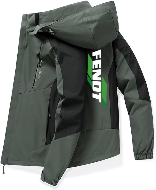 [Leeone] メンズフード付きジャケット Fe.n_dt プリント春・秋用ウィンドブレーカーポケット付き・スリムフィット [並行