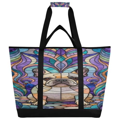 Sac isotherme vitrail art canin français grand sac souple pique-nique et voyage
