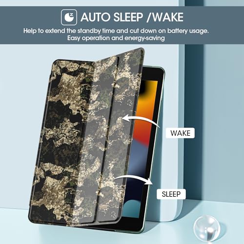 Image of ProCase for iPad 9th / 8th / 7th Generation Case 10.2 Inch (2021 /2020 /2019 Release), 10.2 iPad Case 9th / 8th / 7th Gen Cover, Slim Smart Cover with Translucent Hard Shell Back -Camouflage