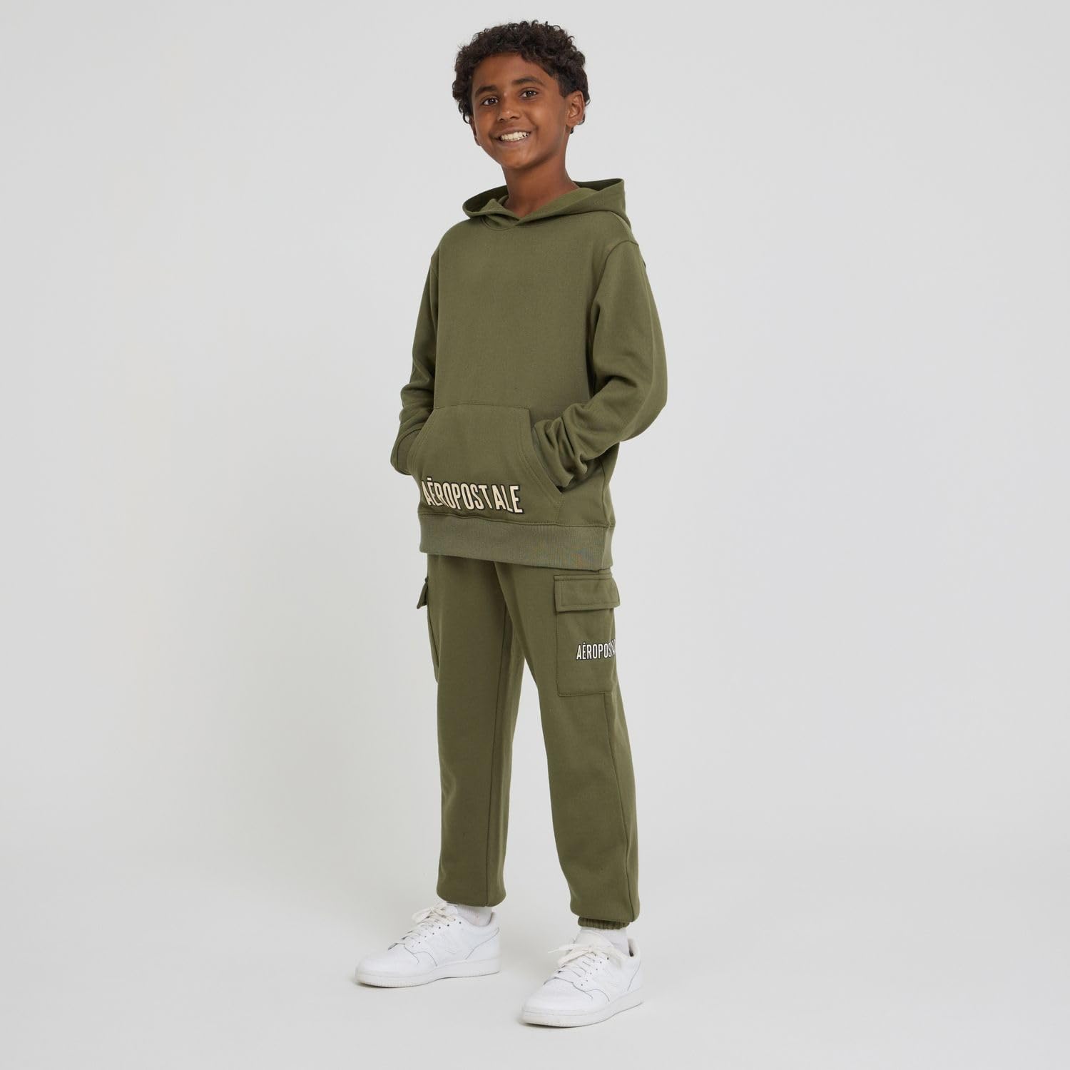 AEROPOSTALE Boys 3 Piece Outfit Set - Fleece Pullover Hoodie, Cargo Sweatpants, T-Shirt, Boys Activewear Set, Sizes 4-12 - Image 4