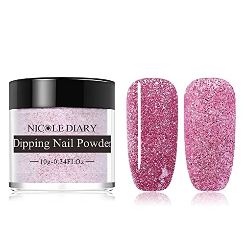 NICOLE DIARY 10g Dipping Nail Powder Gold Pink Holographic Glitter Shining Natural Dry Without Lamp Cure Nail Art (ND-D09)