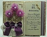  85. Geburtstag – Dekobuch mit Holz-Buchständer, Schmuckbücher für alle Anlässe,(Taufe,Schulanfang,Geburtstag,Silber-,Goldene-,Perlen-,Rubin-,Diamantene-, Eiserne Hochzeiten, Erinnerungs- u. Trauerbuch usw.)