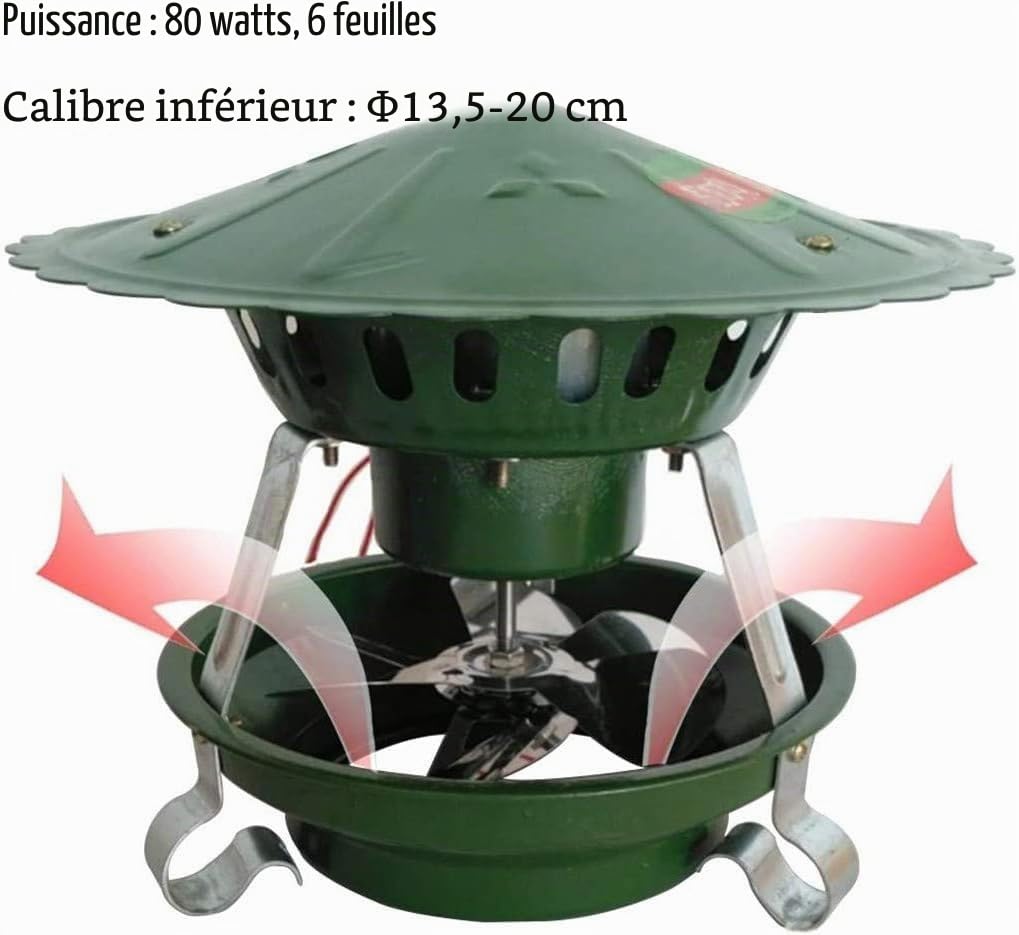 BLUEZY Évacuateur De Fumée De Cheminée, 60W/80W/100W/120W Domestique Cheminée Ventilateur, Ventilateur Cheminée Électrique Ventilateurs De Toit pour Extracteur d'air De Barbecue A