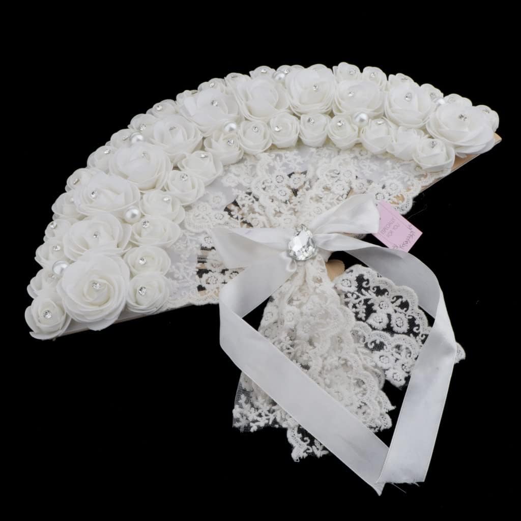 White Wedding Folding Fan for Out Door Event, Parties, Table Setting Decoration