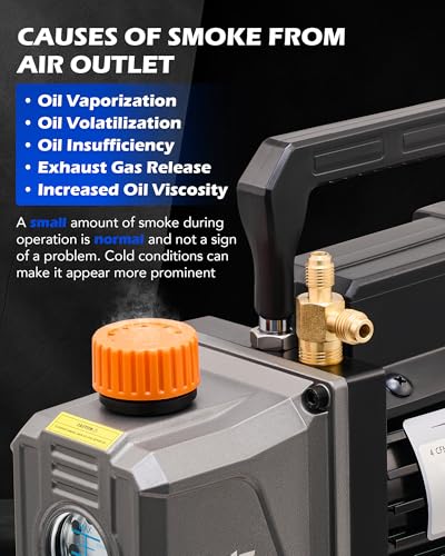 Image of Orion Motor Tech Vacuum Pump, 4 cfm 1 /3 hp HVAC Single Stage Vacuum Pump for R12 R22 R134a R410a R502, Auto AC Vacuum Pump Kit for Automotive Air Conditioner Resin Degassing & More, Oil Included