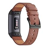 WFEAGL Compatible f Charge 4 / Charge 3 / Charge 3 SE Fitness Sport Band, Top Grain Leather...