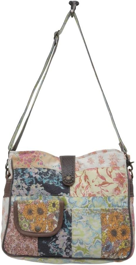 Myra Bag Western Leather Shoulder Bag for Women - Upcycled Canvas Crossbody Bag Le Fleur - Image 5