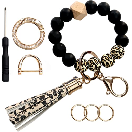 Llavero de silicona con cuentas para mujer, bonito soporte para llaves de coche, pulsera elástica con cuentas, sin tamaño