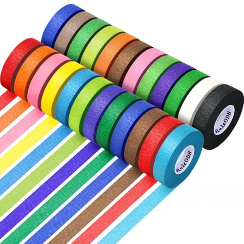 Image of 24 Rolls Colored Masking Tape Bulk for Art, 0.6 inch x 720 Yards for Crafts, Labeling, DIY Decorative, colored painters tape, Rainbow Colors Tape for General Use Projects, Easy Tear No Residue