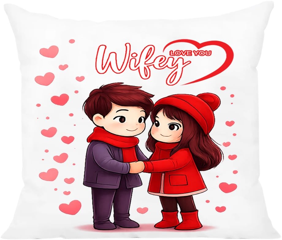 Image of Romantic Gift for Wife & Husband - 16x16 Inch Love Cushion for Anniversary, Birthday & Valentine's Day, Premium Filler - Wifey Love