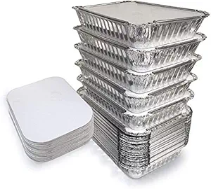 KRUM Aluminium Foil Containers 250 ml with Lid (Pack of 100)