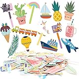 Youngever 139 Pieces Bookmarks, Kids Bookmarks with 8 Themes, Cactus Summer Animal Alphabet Cold Drinks Ice Cream Dessert Fruit Unicorn Car Boat Plane Train, for Students Kids Adults