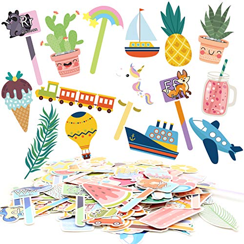 Youngever 139 Pieces Bookmarks, Kids Bookmarks with 8 Themes, Cactus Summer Animal Alphabet Cold Drinks Ice Cream Dessert Fruit Unicorn Car Boat Plane Train, for Students Kids Adults