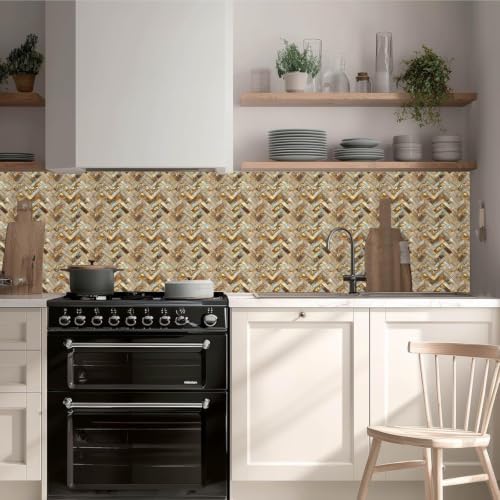 Image of Moroccan Tile Stickers | Waterproof Self Adhesive Peel & Stick Tile Decals for Kitchen Backsplash, Bathroom Wall, Floor, Furniture & Glass (6x6 Inch, Design 44)