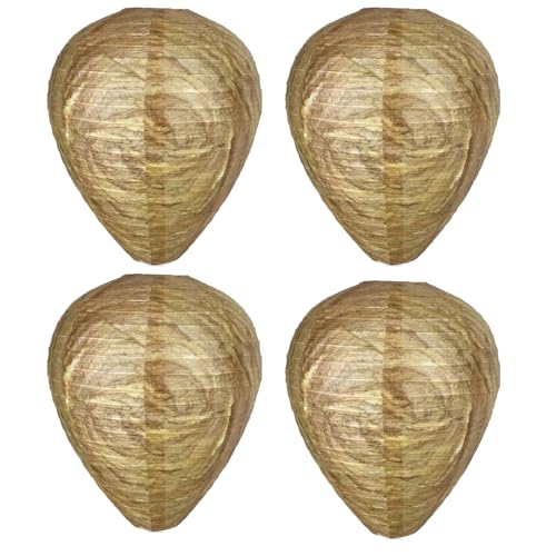 Wasp Nest Decoy Hanging, 4 Pack Fake Wasp Nest Hornet Wasps Repellent Yellow,Waterproof Wasp Deterrent Artificial Nest Decoys for Garden Outdoor and Home