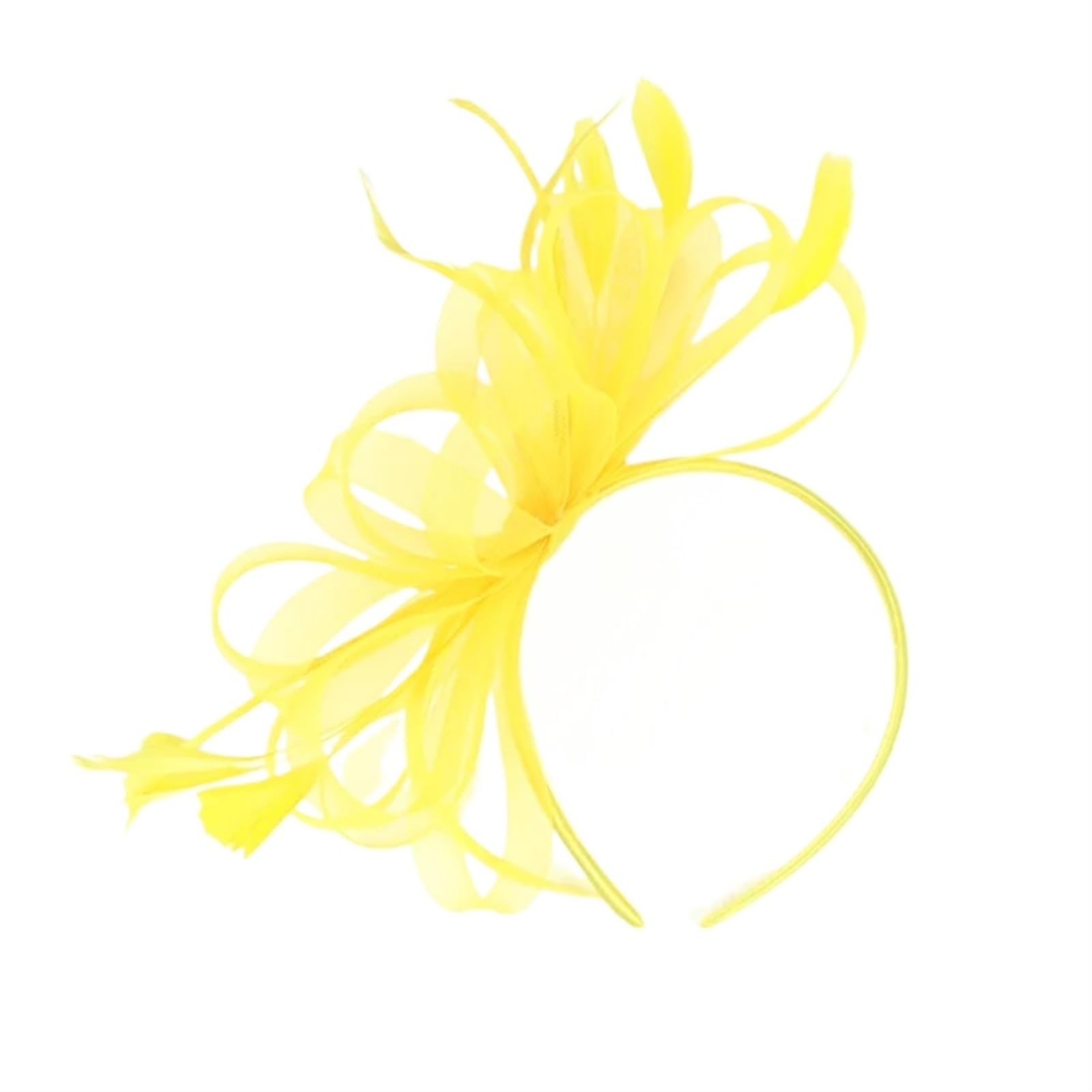 UALXPAO Wedding Hats Women Chic Fascinator Hat Cocktail Wedding Party Church Headpiece Elegant Headwear Feather Hair Accessories Bride Hairpin for Tea Party,Weddings(Yellow)