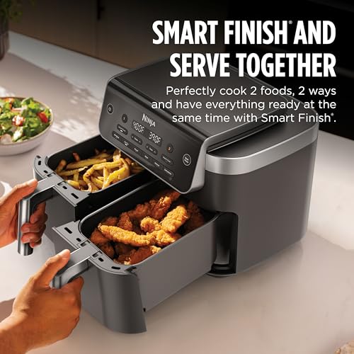 Image of Ninja DualZone 2-Basket Air Fryer, 8-Qt, Smart Finish & Match Cook, 6 Cooking Functions, Cook 2 Foods 2 Ways and Finish at the Same Time, Grey, DZ801 (2026 Release)