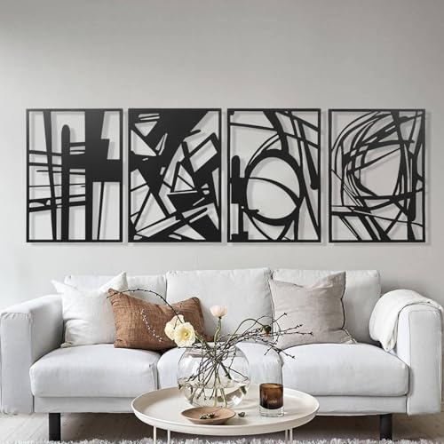 AMAATE Minimalist Abstract Line Art Metal Wall Decor Set of