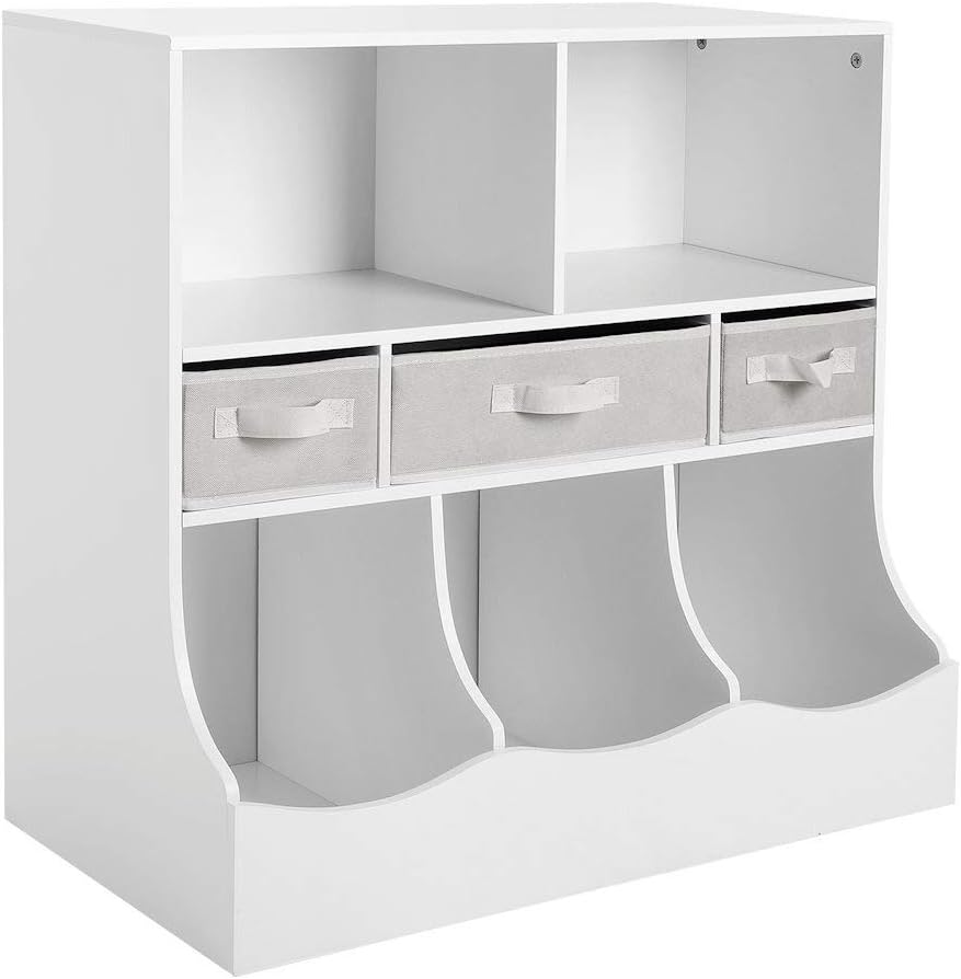 Litake Kinder Spielzeugregal - Bücherregal Mit 3 Fächern & 2 Schubladen 81x91 Cm