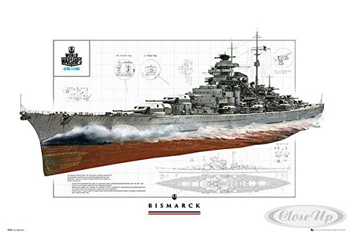 Poster World of Warships Bismarck finition premium grand format 61x91,5cm