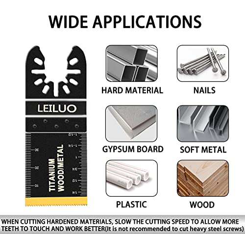 5 Pcs Oscillating Tool Blades LEILUO Titanium Oscillating Multitool Blades for Hard Material Metal Nails Wood Oscillating Saw Blade fit Dewalt Rockwell Milwaukee Makita Ryobi 3 5 Pcs Oscillating Tool Blades LEILUO Titanium Oscillating Multitool Blades for Hard Material Metal Nails Wood Oscillating Saw Blade fit Dewalt Rockwell Milwaukee Makita Ryobi - Image 3