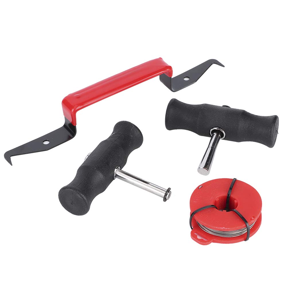 Aramox Kit de Herramientas para Quitar Parabrisas de Coche, Juego de Herramientas de Extracción de Parabrisas de Aleación con Alambre de Acero y Asas, Kit de Desmontaje de Vidrio de 7 Piezas para