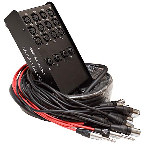 Seismic Audio - SAJLP-12x4x50-12 Channel 50 Foot XLR Low Profile Snake Cable with 4 TRS Returns - Circuit Board Snake for Recording, Stage, Studio PA DJ use