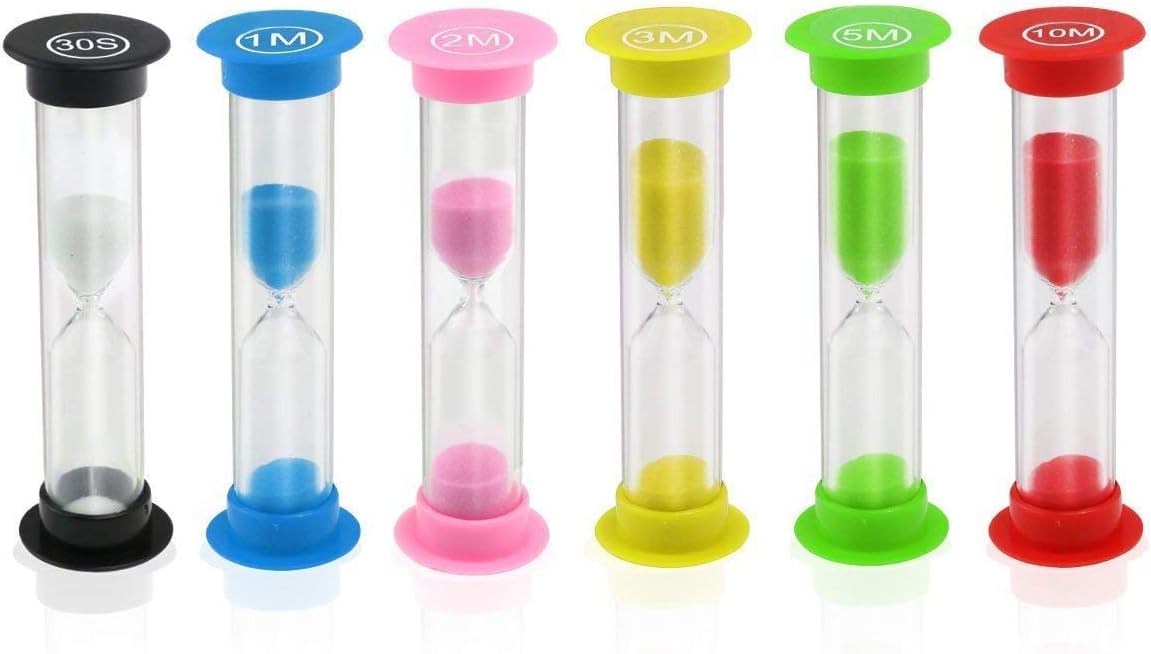 Rubik 6pcs Sand Timers 30sec/1/2/3/5/10 Minutes Sand Clock Timer Hourglass Creative Vintage Gift for Home Office Kitchen (Pack of 6, 30sec-10min)